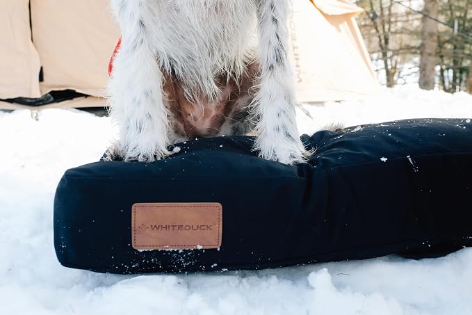 WHITEDUCK Outdoor Dog Bed Heavy-Duty 12oz Canvas, Water-Repellent Cotton, Machine Washable Removable Cover with Full-Length Zipper, Dog Bed for Large Dogs & Crate, Real Tree 35" Lx20 Wx4.3 th (M)