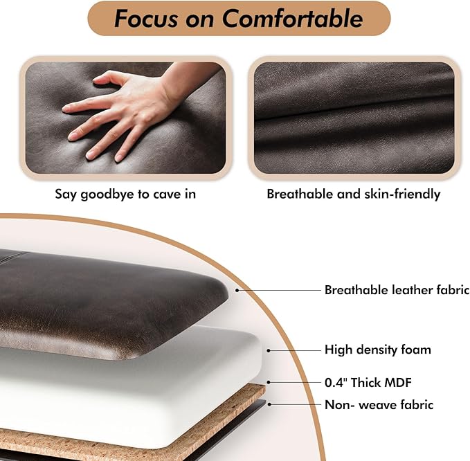 ZZW Storage Ottoman Bench, Tufted Bed Benches