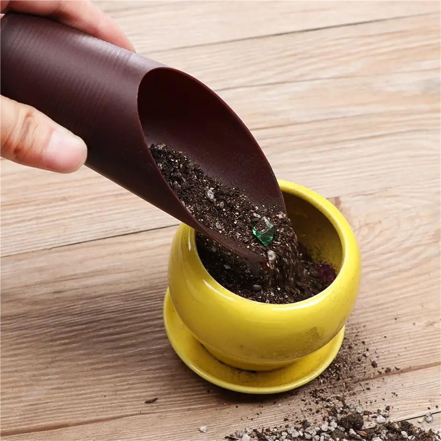 Bonsai Soil Scoop 6PC Plastic Soil Shovel Cup for Garden Spade Cultivation Bucket Potted Bonsai Fleshy Plant Mini Home Gardening Tools(Coffee)