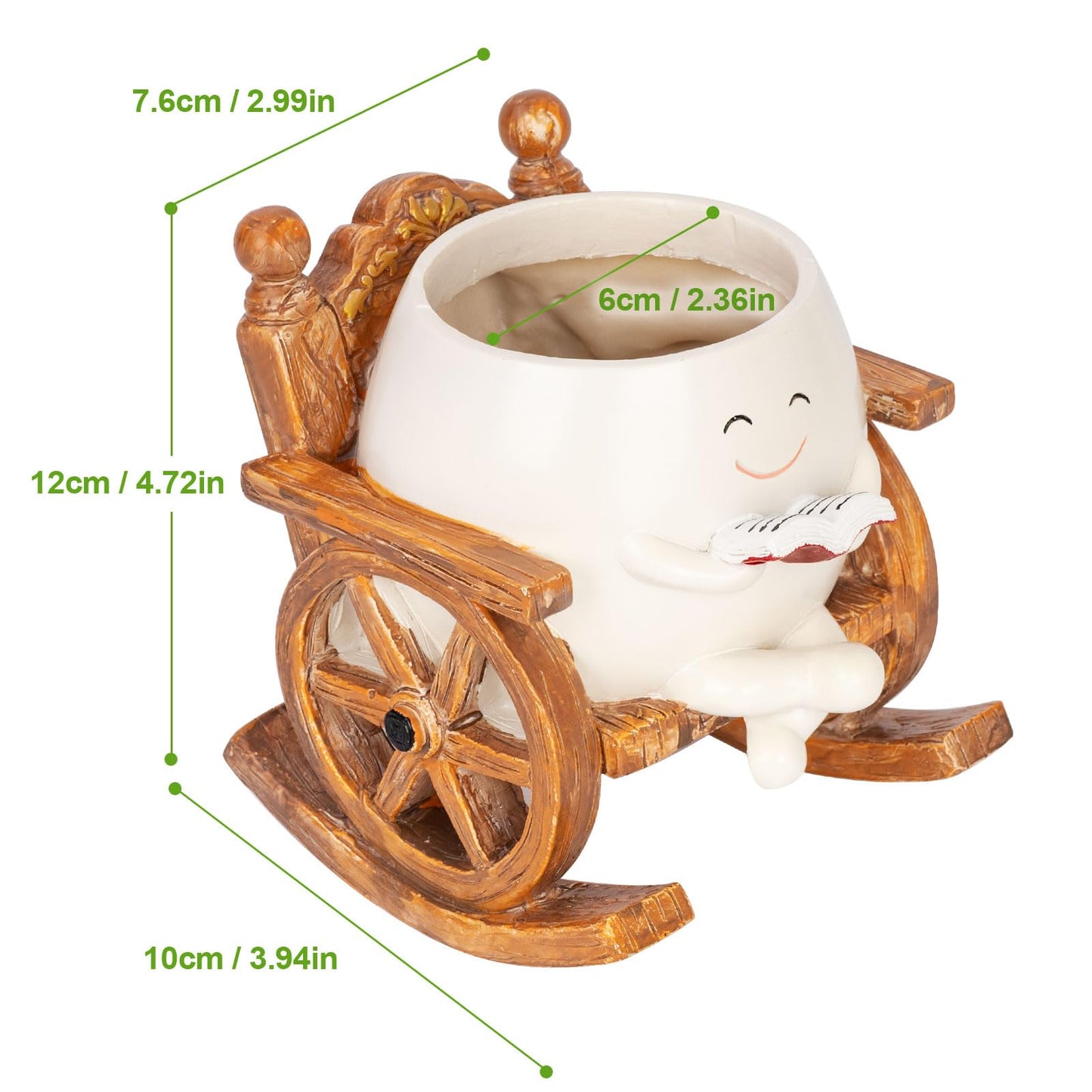 MUZZIOU Smiley Face Planter Pots, Cute Rocking Chair Pot for Plants, Funny Flower Pot for Succulents with Drainage Hole Indoor & Outdoor, Gift Ideal for Lover Mother Grandma Friends(Rocking Chair Pot)