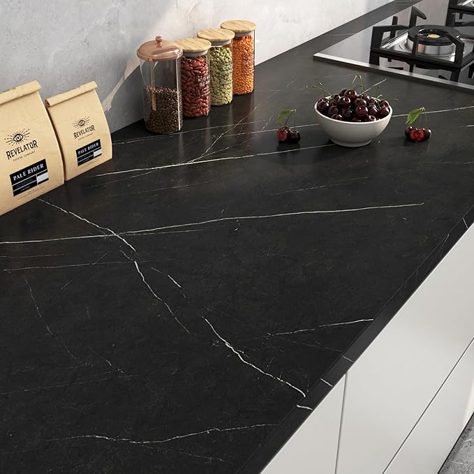 FunStick 24"x200" Matte Black Marble Contact Paper