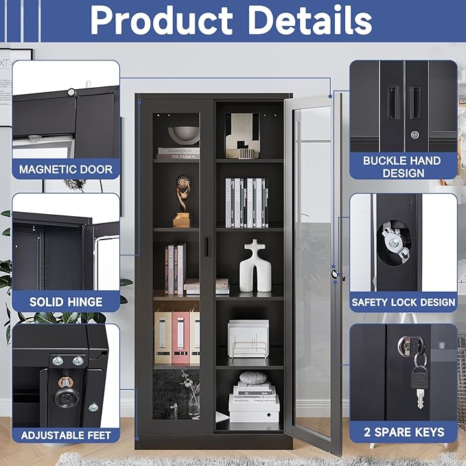 Display Cabinet with Glass Doors, Display Case Cabinet