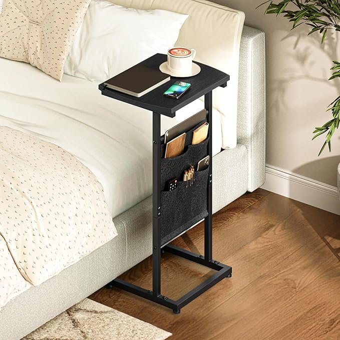 HOOBRO C Shaped End Table, 28.3" Side Table