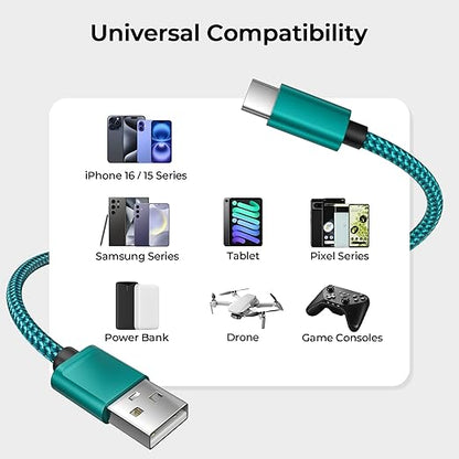 Basesailor for iPhone 17 16 Pro Max Car Carplay Cable 3Pack 3.3/6.6/10FT,USB A to USB C Car Charger Cord for iPad 10 Air 4 5,Mini 6 7,Apple 15 Plus,Samsung Galaxy S24 S25,Z Flip Fold,A54 A53 A52 A51