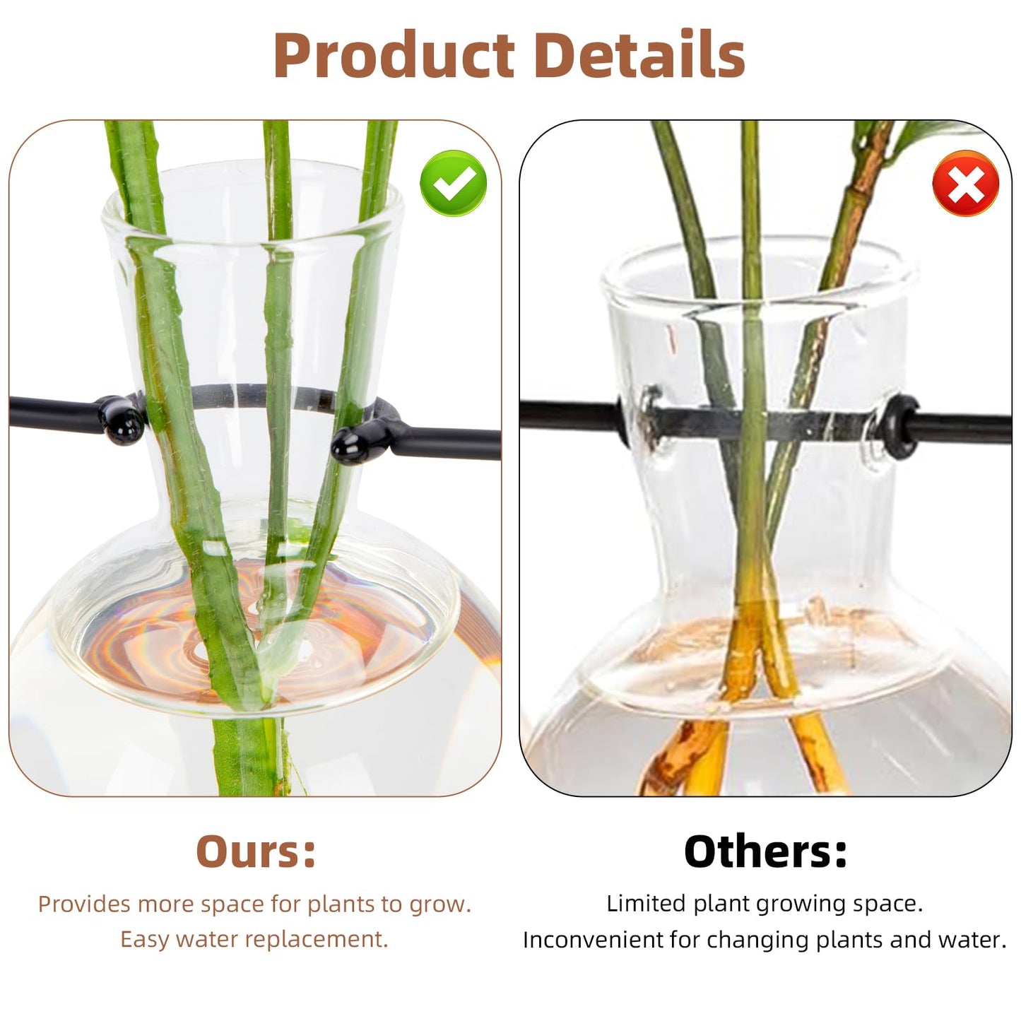 Plant Propagation Station with Wood Stand, Propagation Vases for Plants, Terrarium Kit for Home Office Garden Decor, Gifts for Plant Lovers - 4 Bulb Glass Vases