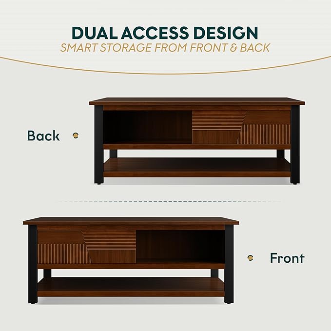 Bme Trapeze Coffee Table for Living Room – Modern Wooden Center Table