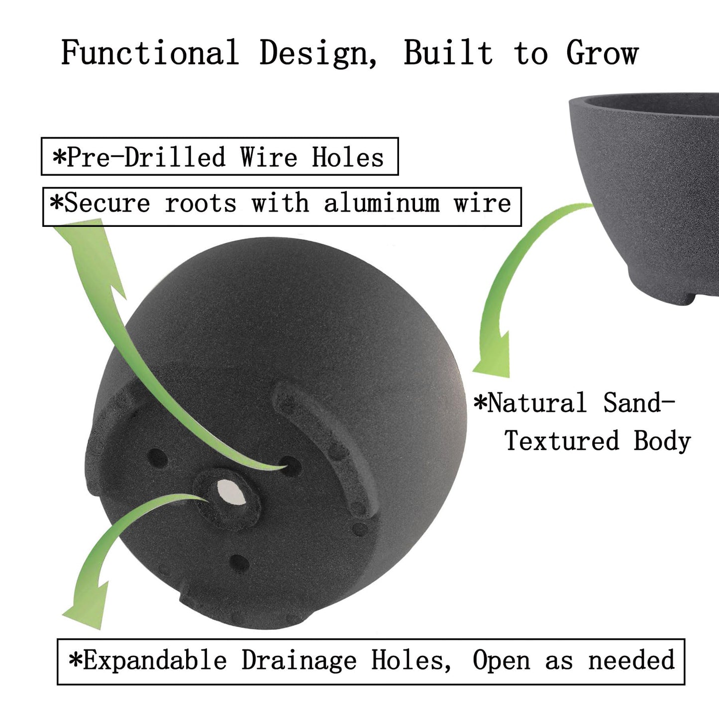 TINYVISTA 8.26” Gray Ceramic Bonsai Pot with Drainage Holes - Large Unglazed Clay Planter for Ficus Trees, Succulents & Indoor Plants, 4" Deep Round