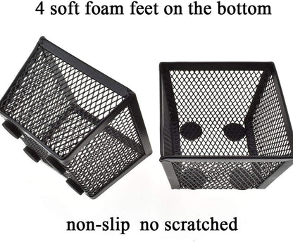 HAHIYO Stackable Paper Clip Mesh Holder cup 2.2" Height 2 Pack Black Sturdy PaperClip Holder Container for Desk Drawer Organizer Collection for Home Office School Soft Foam Feet No Sharp Edges