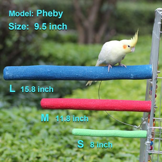 Bird Perch Rough-surfaced Nature Wood Stand Toy Branch for Parrots (Straight Perch, L)