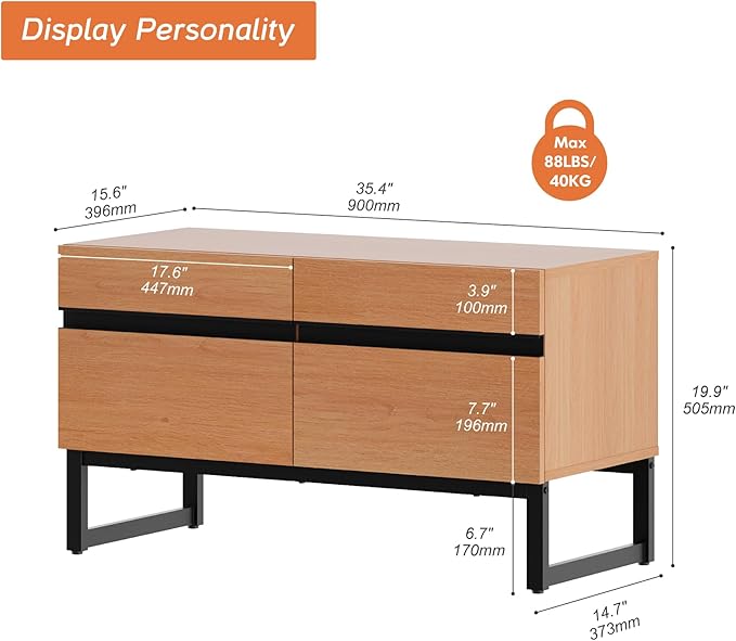 WAMPAT Modern TV Stand for 26-40 Inch TVs, Wood Entertainment Center