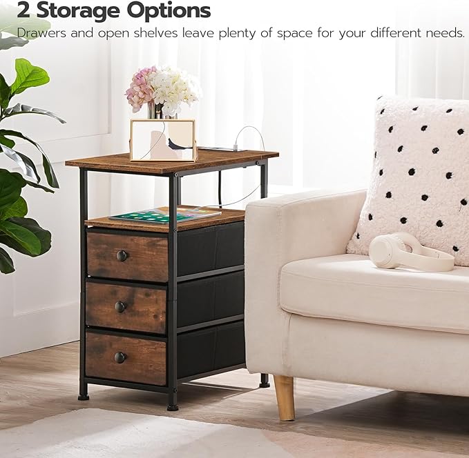 HOOBRO End Table, Narrow Side Table