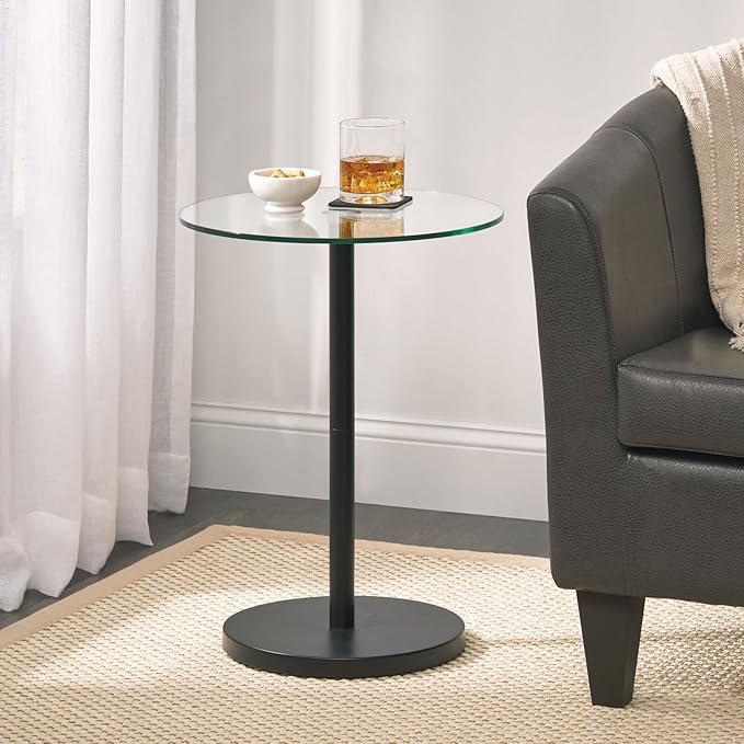 mDesign Glass Top Side/End Drink Table