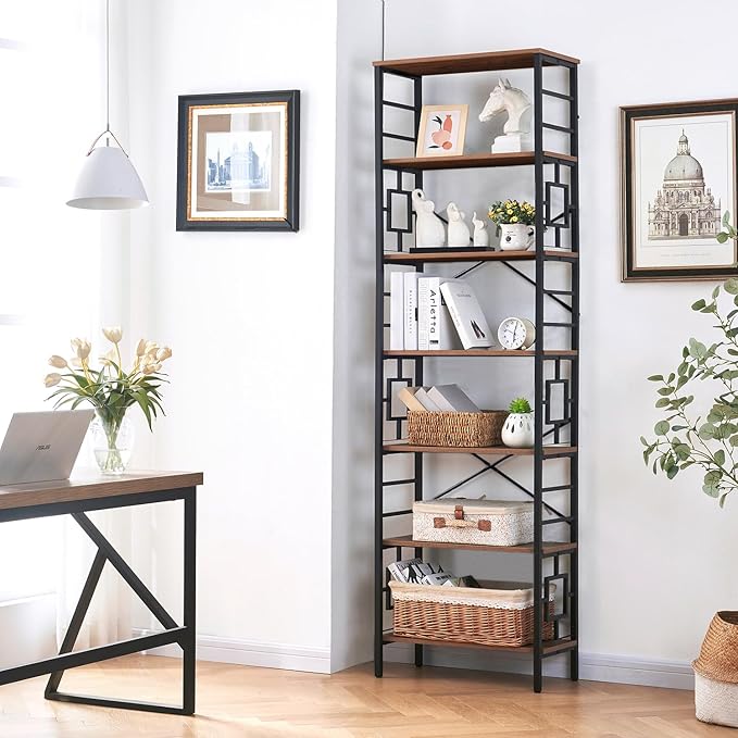 HOMISSUE Tall Bookshelf, 84 Inch Industrial Bookshelf