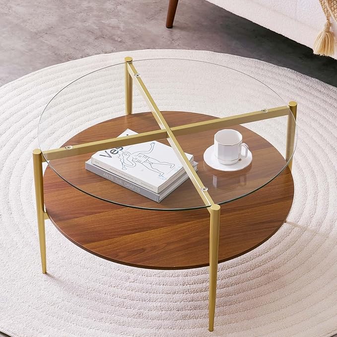 LumFurn Round Coffee Table, Mid-Century Modern Design, D30“ x H17”,