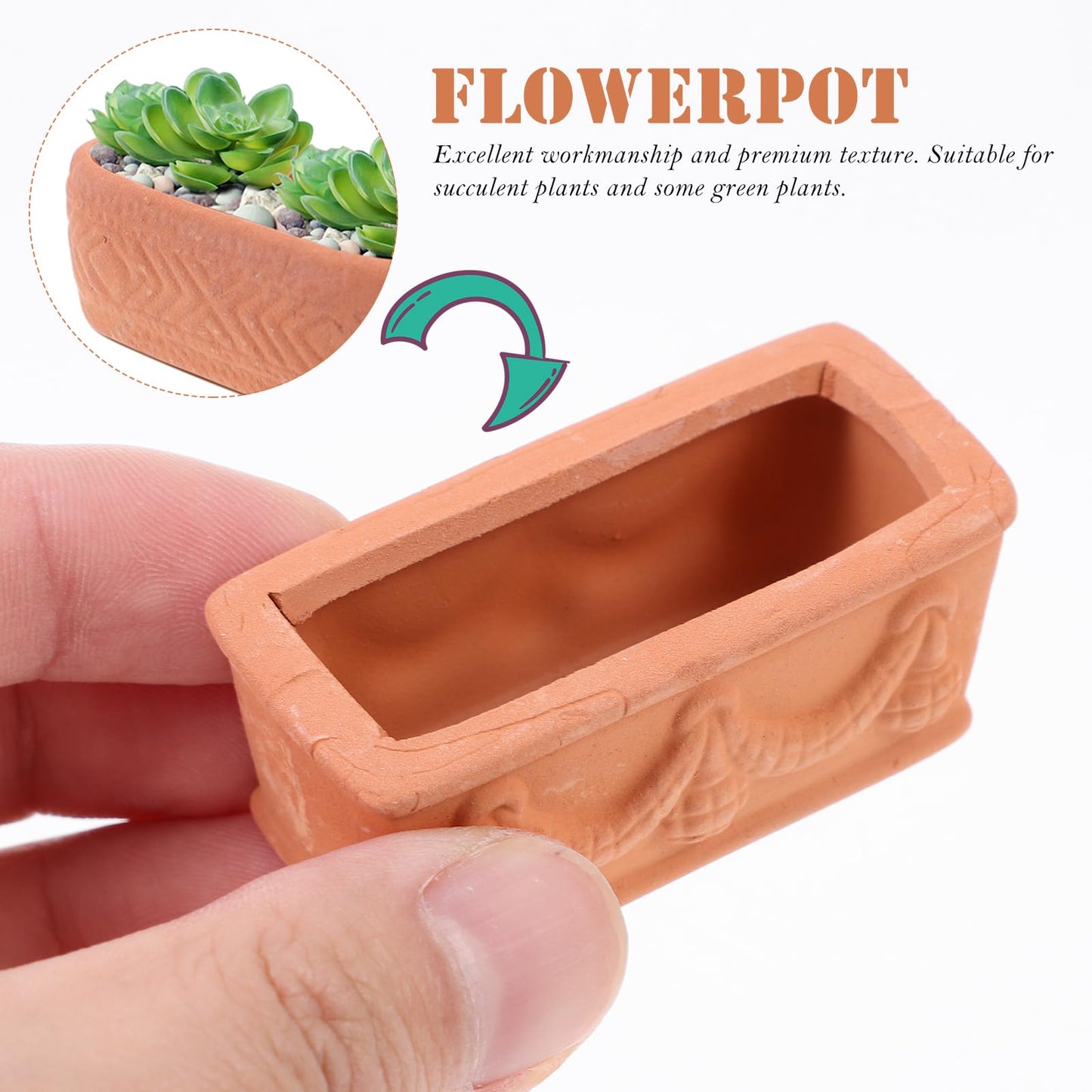 HANABASS Red Pottery Basin Ceramic Planter for Succulent Plants Small Desktop Flower Pot for Home Office Study Room Decoration