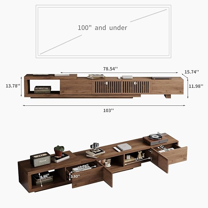 Mid-Century Style TV Stand 94.48", Entertainment Center