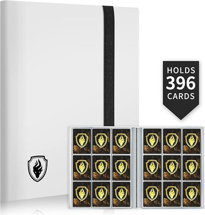 Card Binder 9 Pocket, Fabmaker 396 Pockets Trading Card Binder, Premium Collector Card Album for Standard Cards, Side Loading Card Collection Folder for Game Cards, Sport Cards, White