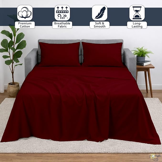 Cottington Lane Sleeper Sofa Sheets Queen Size, 4 Piece Premium Quality 100%