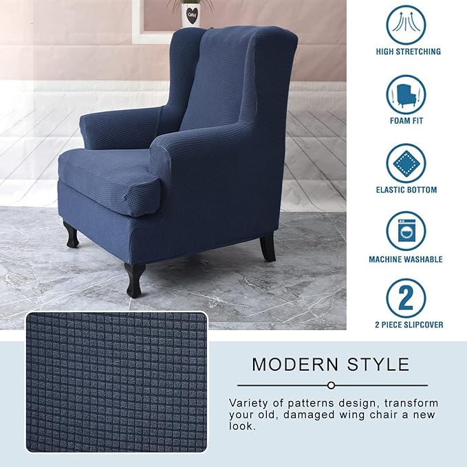 KRFOONN Wingback Chair Covers Slipcovers 2 Piece Stretch Wing Chair Covers
