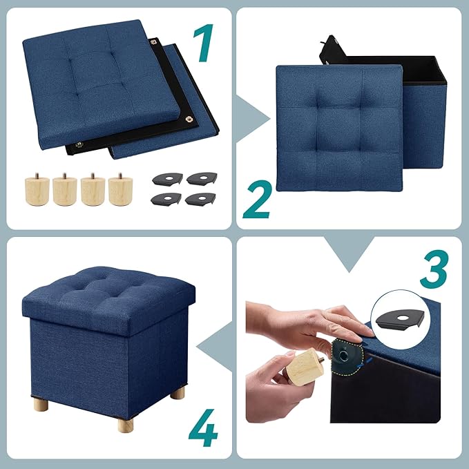 BRIAN & DANY Ottoman with Storage, Small Storage Ottoman