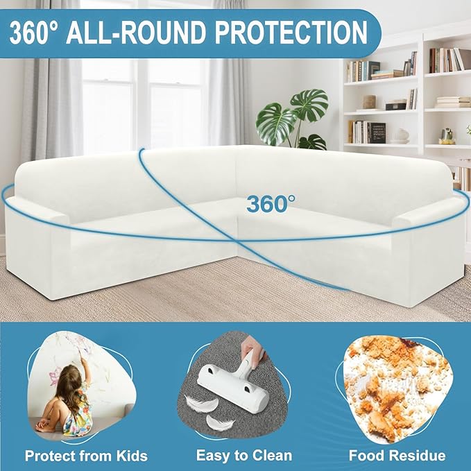 HDCAXKJ Corner Sectional Couch Covers Velvet Stretch L Shape Sofa Cover Soft