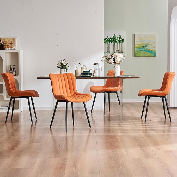 YOUNUOKE Dining Chairs Set of 2 Camel Mid Century Modern Kitchen Chairs Armless