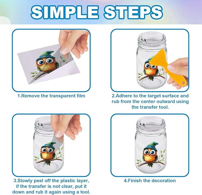 GLOBLELAND 18 Sheets Funny Birds Rub on Transfer 3.9x3.6inch Colorful Animals