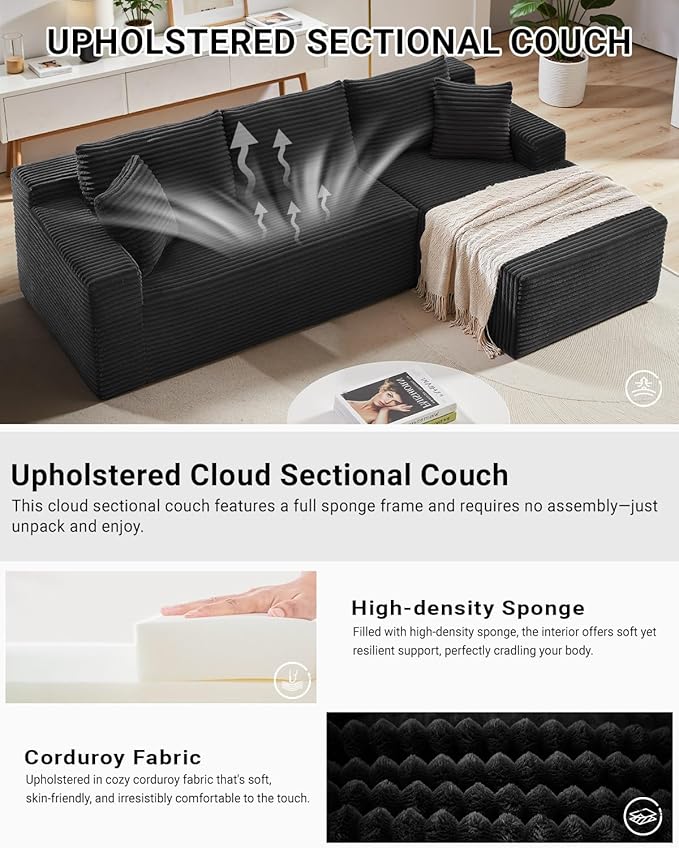 Cloud Sectional Couch, 105 Inch Modular Sectional Sofa