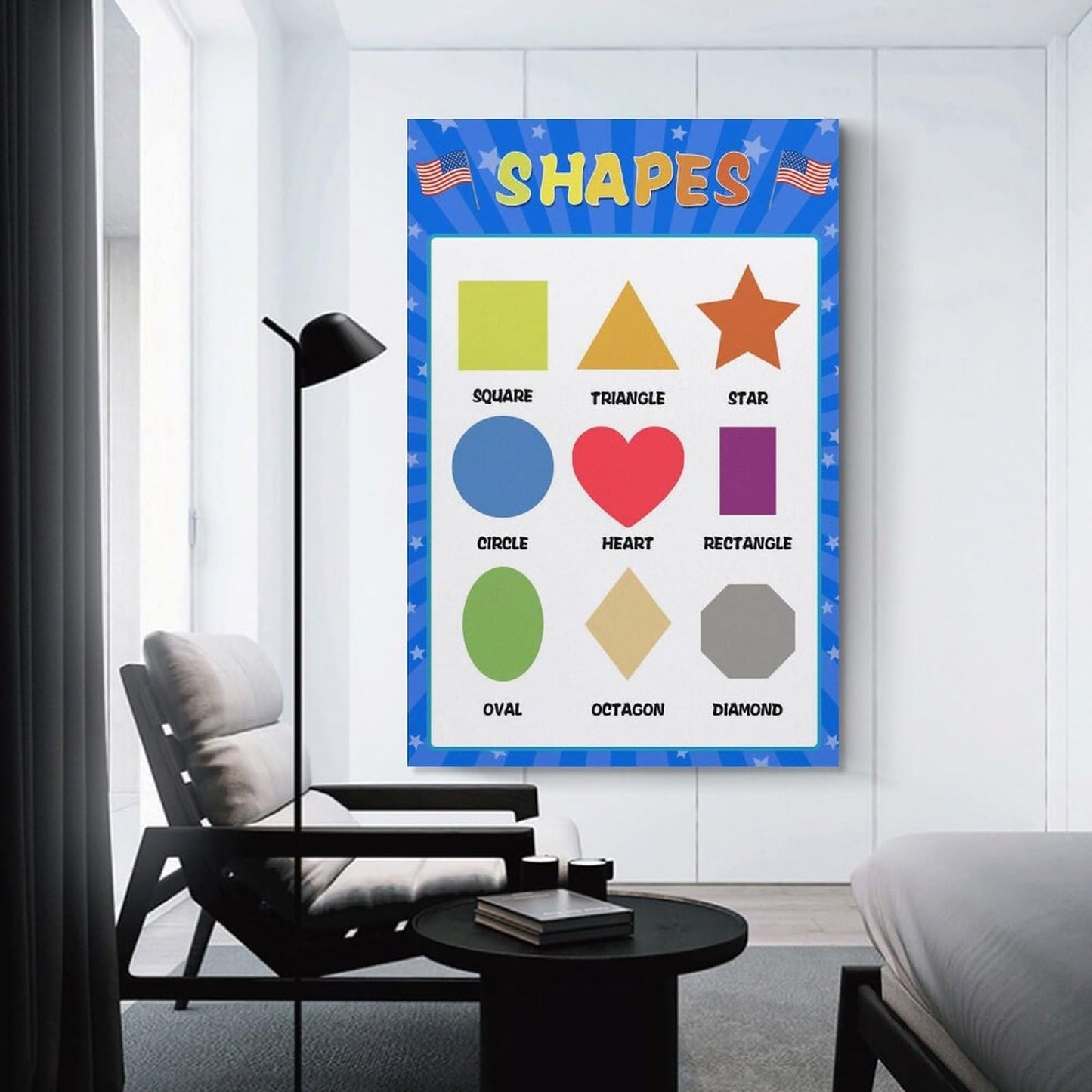 LINWDSB Shapes Posters for Classroom Wall, Shapes Learning Poster Wall Decor for Classroom Nursery Kids Room Playroom Preschool Decor Unframe style-6 12x18inch(30x45cm)