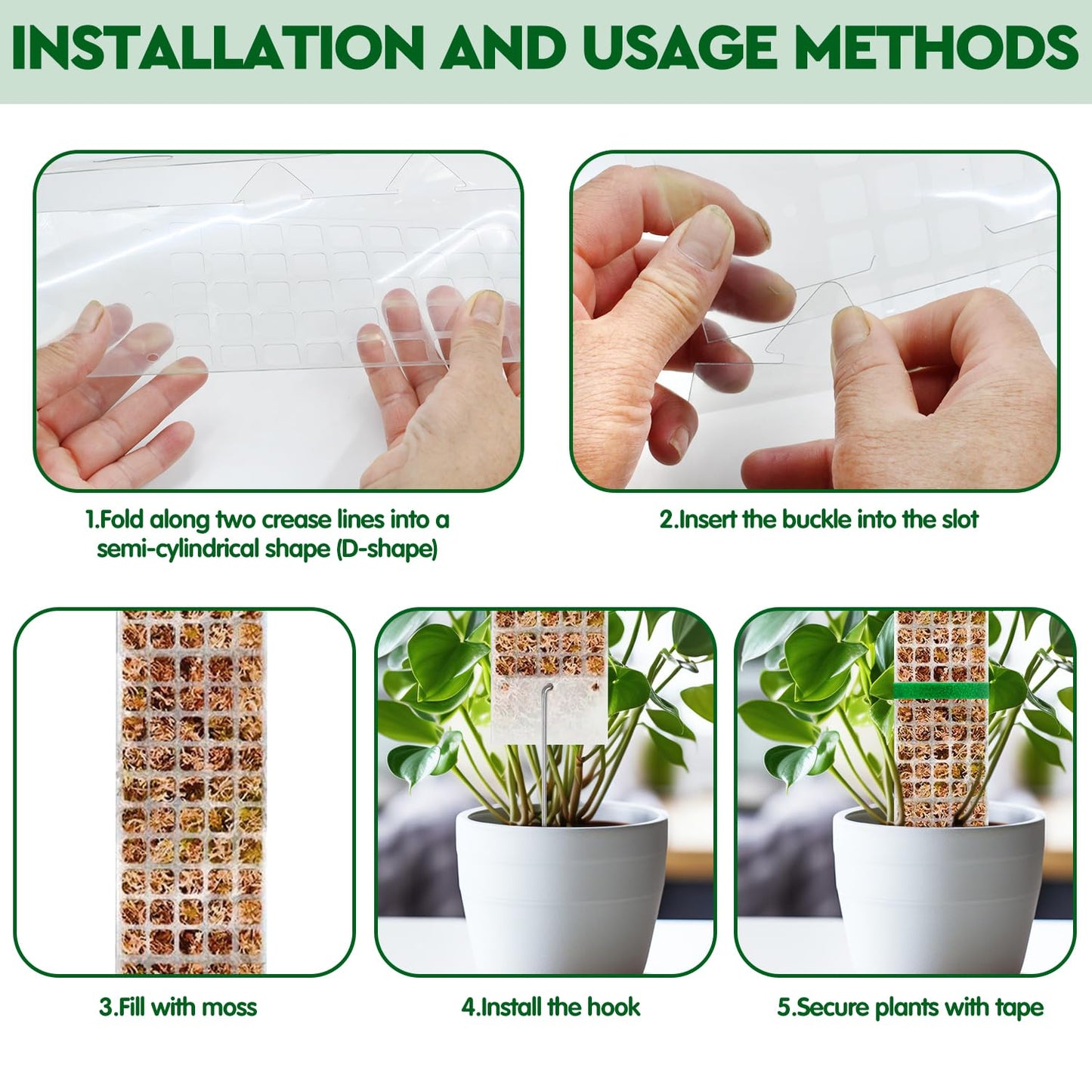 YSKS 6 Pcs 24-inch Plastic Moss Poles for Plants ，Moss Poles for Climbing Plants, Indoor Plant Support Work with Sphagnum muss