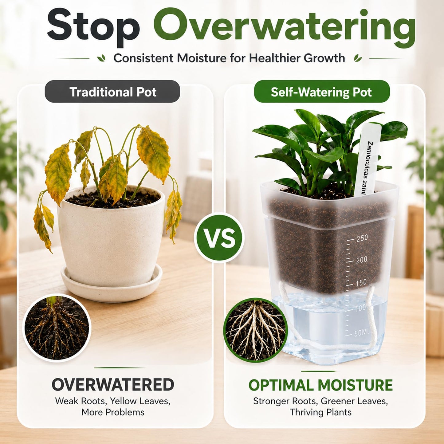 Sileasncei 6 Pack 2.5" Self Watering Seed Starter Cups, Clear Mini Planters for Indoor Plants, Help Prevent Overwatering, Promote Healthy Growth for Seedlings, Cuttings & Small Plants, with 6 Labels