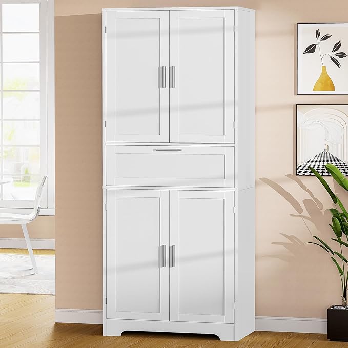 Iwell 67" Tall Storage Cabinet, Rattan Cabinet