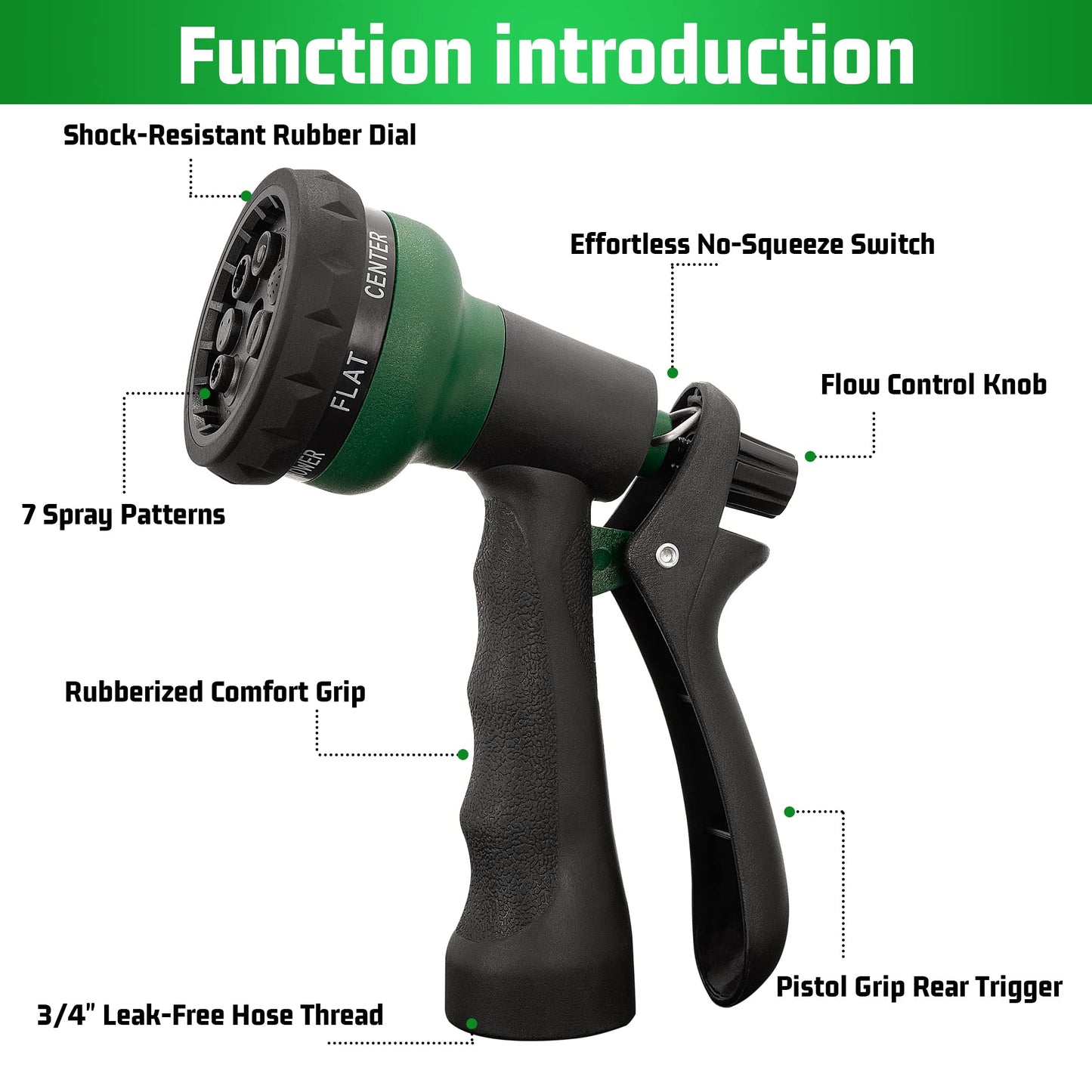 NEXCOVER Hose Nozzle 4PK, Garden Hose Nozzle with 7 Adjustable Watering Patterns, ABS Hose Nozzle Sprayer, Non-Slip Water Spray Nozzle for Watering Plants & Lawns, Cleaning, Washing Pets & Cars