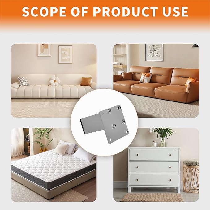4Pcs 4Inch Metal Furniture Legs, Square Metal Cabinet Support Foot