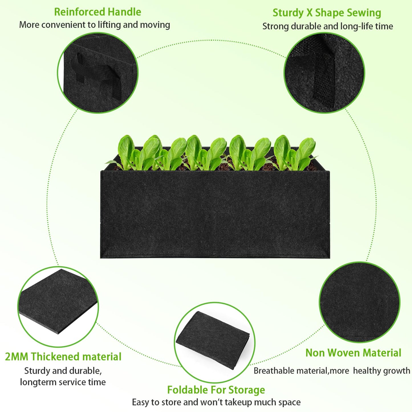 Yzkanning 3 Pack Plant Grow Bags,Breathable Fabric Raised Garden Bed,36L/9.5 Gallon 400GSM Heavy Duty Growing Pots for Vegetable,Flowers,Fruit/Flower Planter Containers with Handles