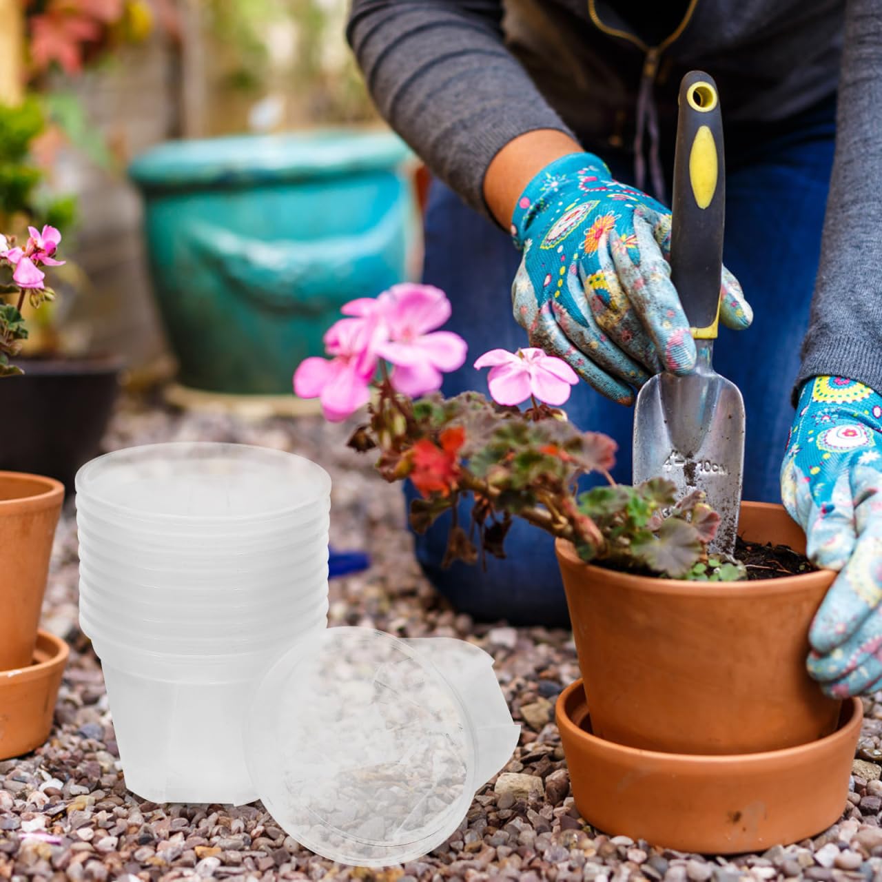 Alasum Transparent Planter Pots with Drainage Holes 10 Pack Clear Plastic Nursery Pots 3.93X3.93X3.14In for Succulents Cactus Orchid Small Flowers Root Control for Home Office