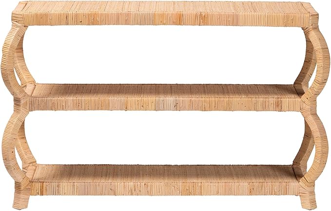 Bali & pari Dalida Bohemian Natural Rattan 3-Tier Console Table