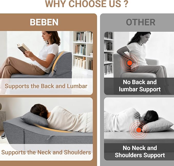 BeBen Folding Sofa Bed Chair, Convertible Sleeper Chair Futon Couch, Foldable