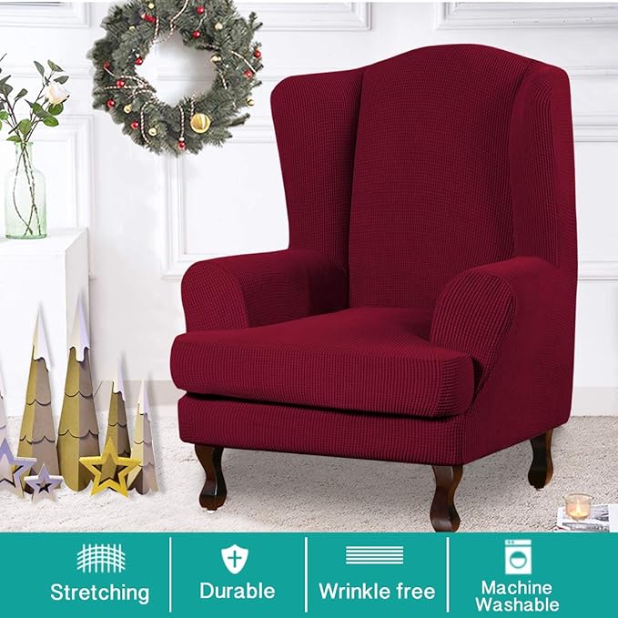 Turquoize Wingback Chair Covers 2 Piece Wing Chair Slipcover Stretch Slipcovers
