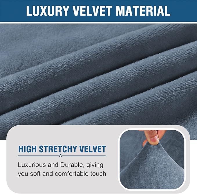 H.VERSAILTEX Armless Accent Chair Covers Thick Velvet Armless Chair Slipcovers
