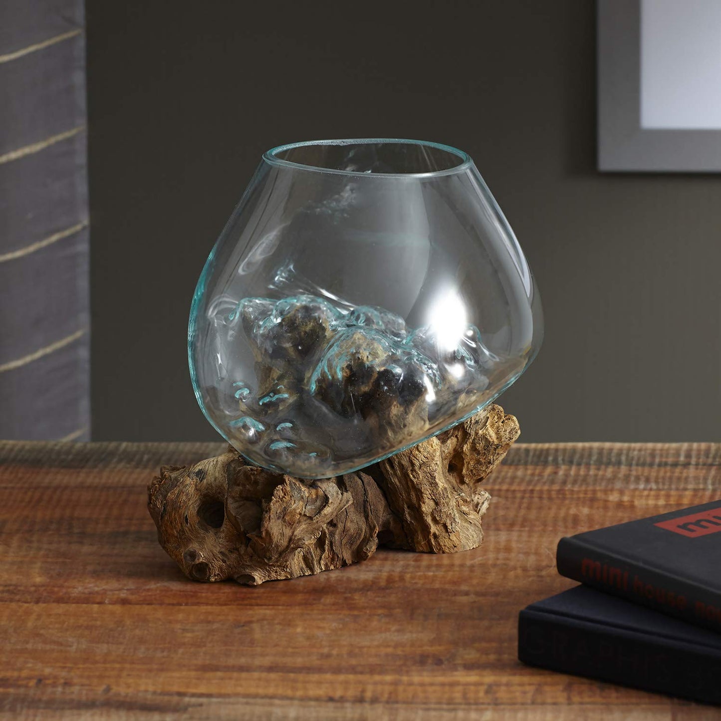 Cohasset Gifts Cohasset Molten Sculpture, Approximately 8" Wide, Natural Wood and Recycled Glass (650-20)