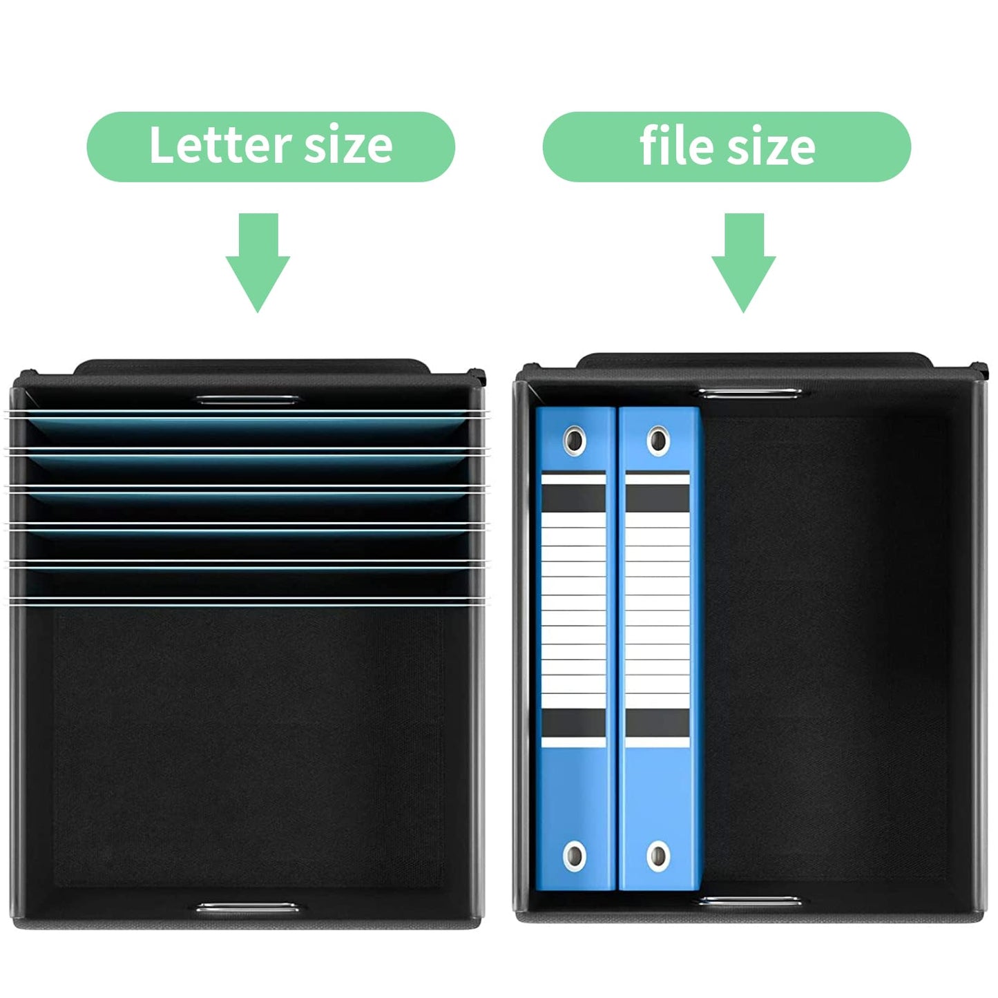 Huolewa File Organizer Box with Lid, Collapsible File Folder Organizer for Office Document Storage, Filing Box with Plastic Slide for Letter Size Hanging File Folders(1 Pack, Light Green)
