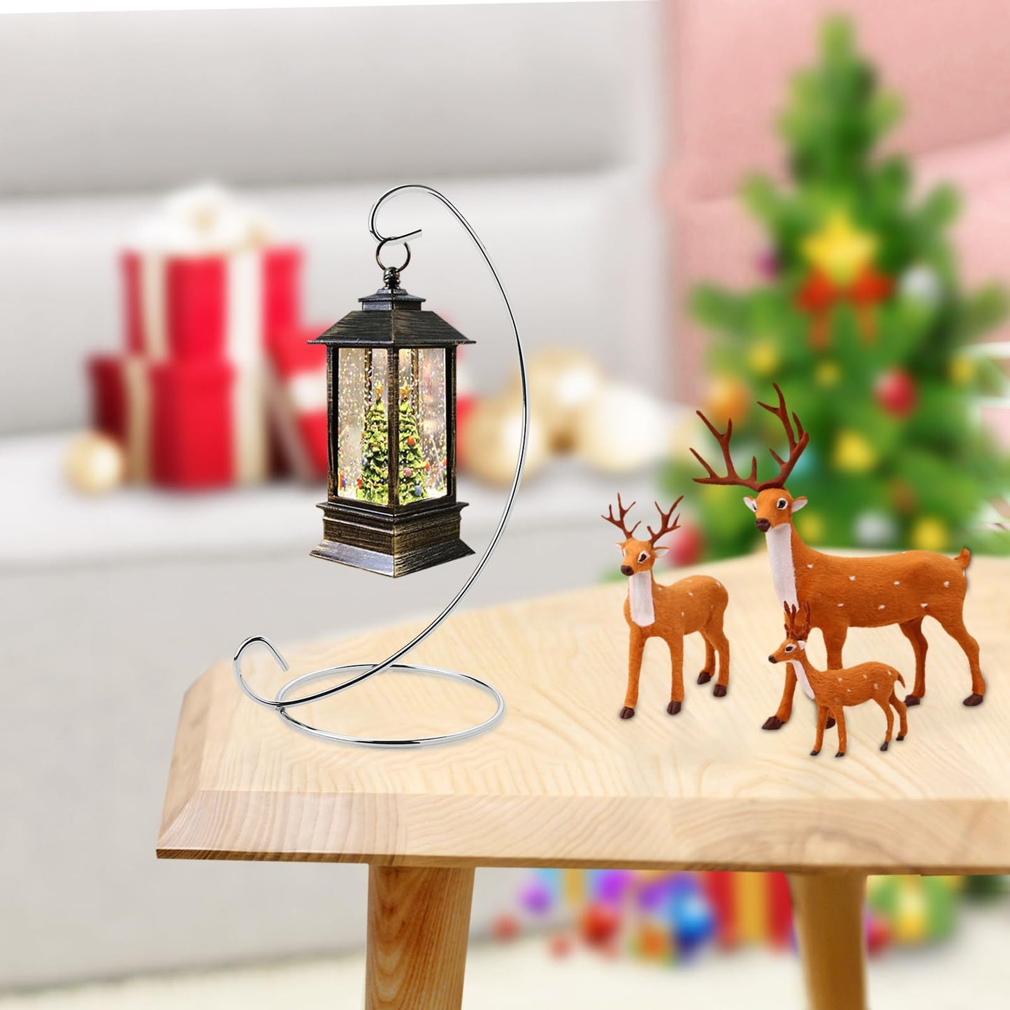 Abom 9in Ornament Display Stand, Tabletop Ornament Hanger, Terrariums Holder, Silver Hanging Hook for Christmas & Halloween Decoration, Glass Crystal Witch Ball, Home Wedding, Party Decor (3 Pack)