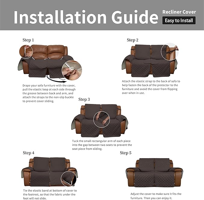 Easy-Going Loveseat Recliner Cover, Reversible Couch Cover