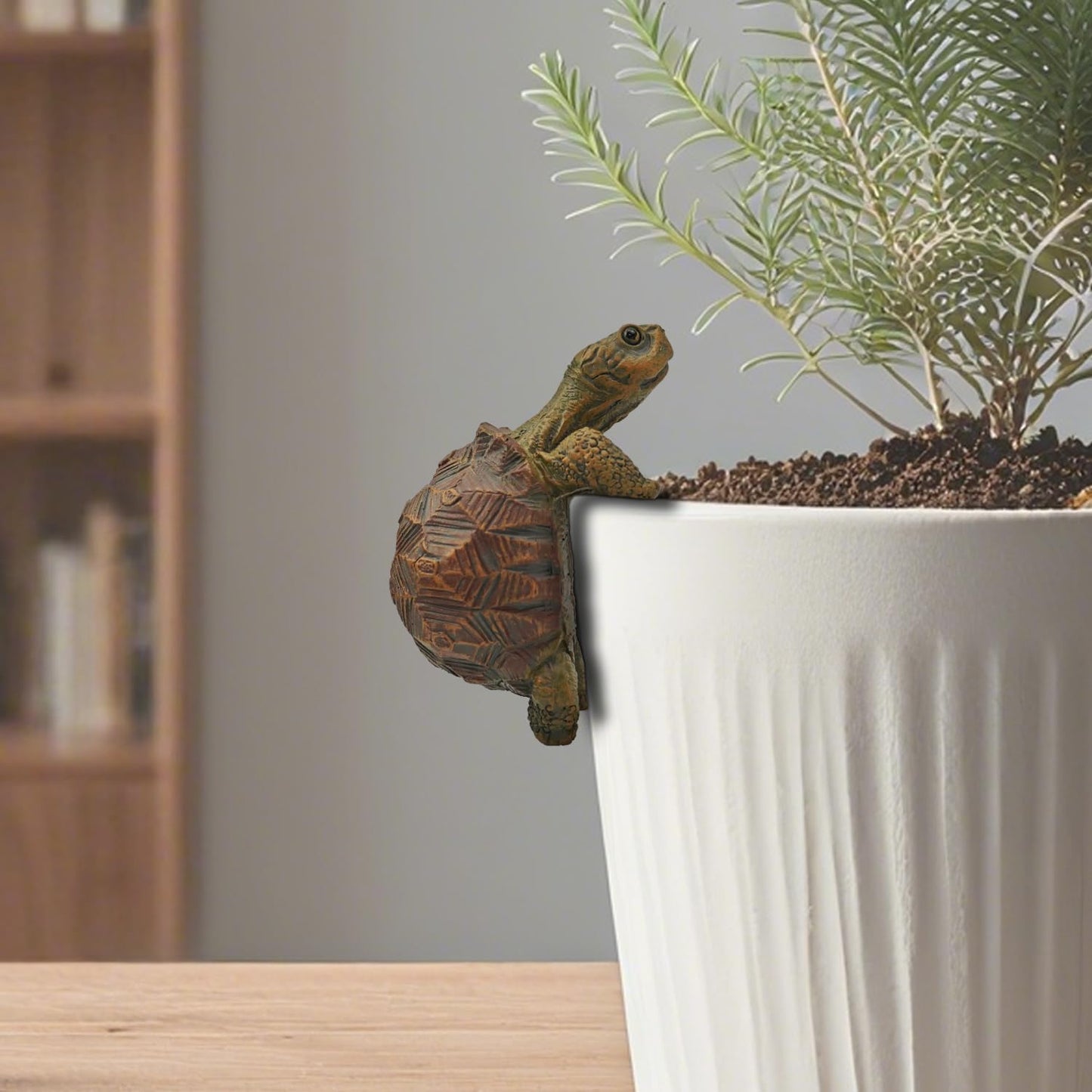 HoiiYoza Turtle Statue Tortoise Figurine Plant Pot Hanger, Resin Cute Tortugas Ornament Desk Decor Plant Decoration Gift for Flower Pot Bonsai Planter Succulent Vase