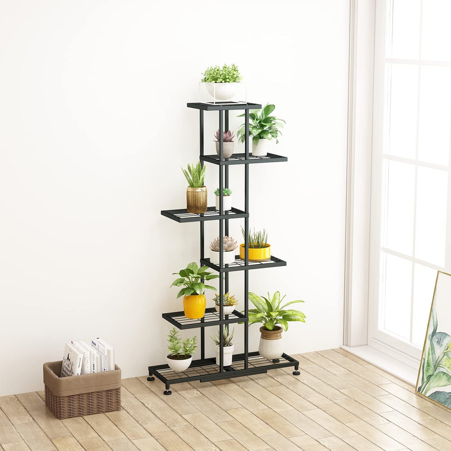 Metal Plant Stand, 6 Tier 12 Potted, Upgrade Multiple Plant Rack Shelf Organizer, Indoor Planter Display Shelving Unit for Patio Garden Corner Balcony Living Room