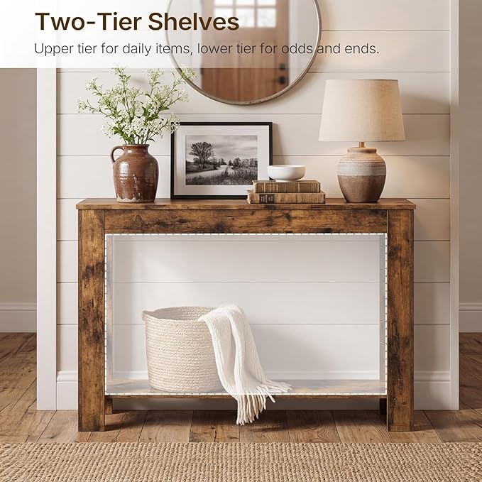 YATINEY Farmhouse Console Table, 39.4'' Small Narrow Entryway Table, Wood Couch