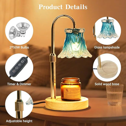 GEEZO Fragrance Candle Warmer Lamp，Electric Candle Warmer with Timer & Dimmer，Mom Christmas Birthday Gifts for Women, House Warming Gifts New Home Bedroom Decor