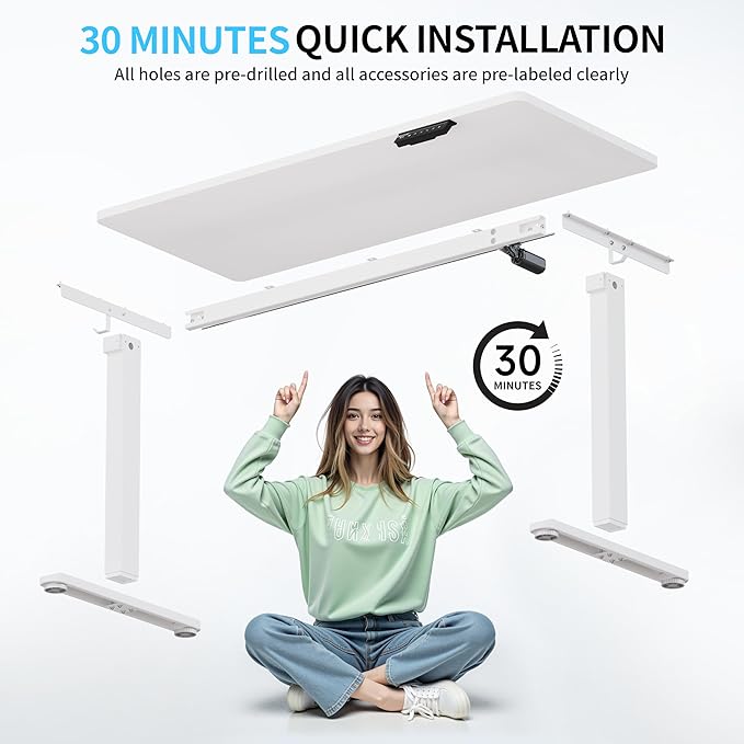 BIZUM Electric Standing Desk, 55x24 inches Height Adjustable Desk, Sit to Stand