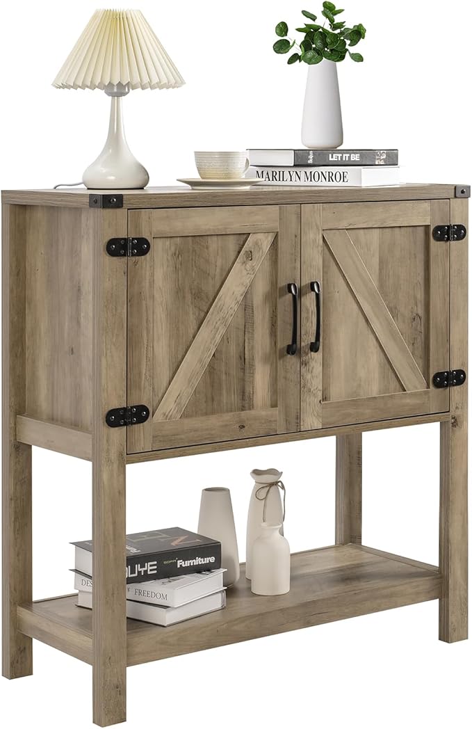 Mufico Sofa Table Console Table, Coffee Bar Cabinet, 31.5 L x 13.8 D x 34.65 H